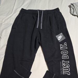 Nike Kids Black Sweatpants with 'Just Do It' Slogan